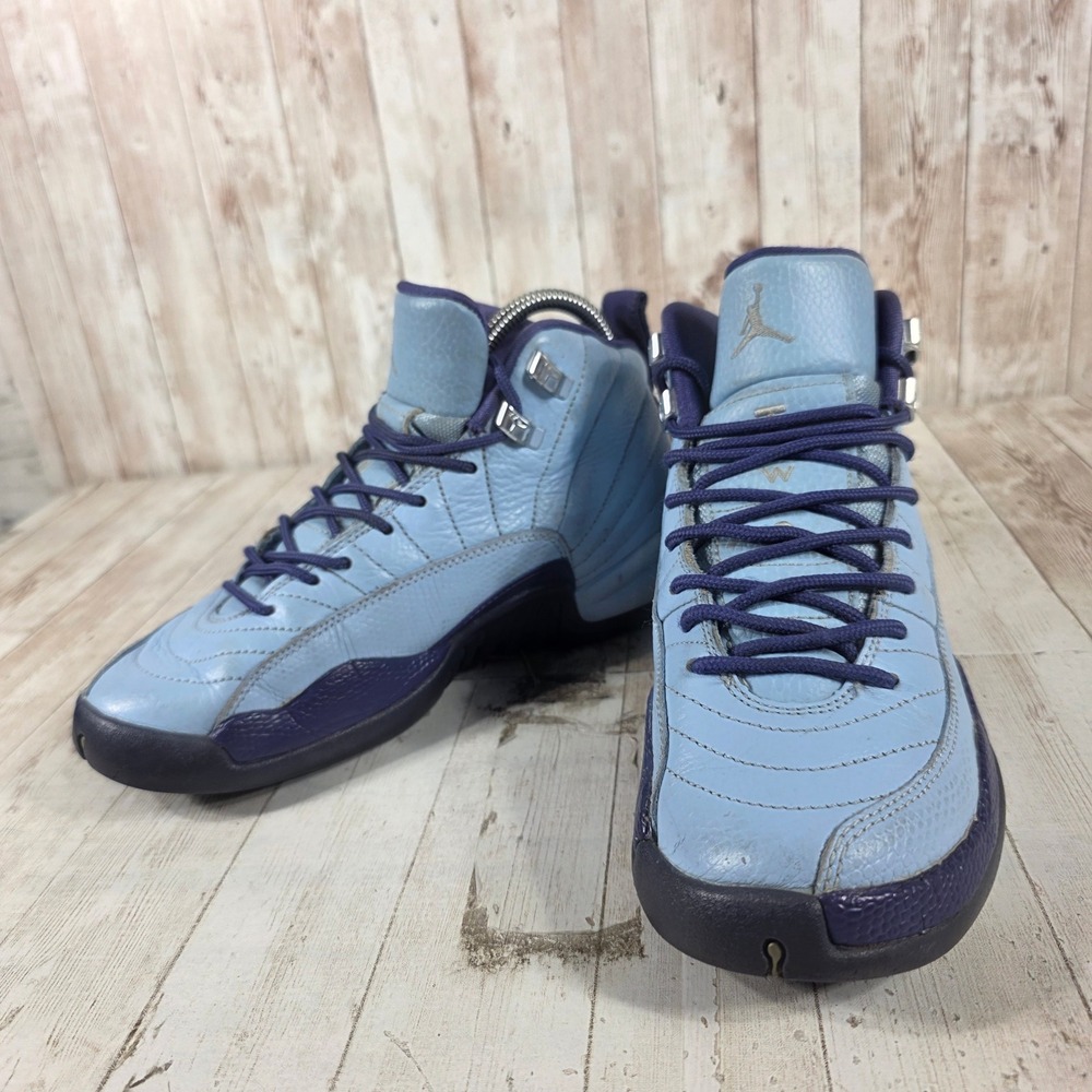 Jordan 12 Retro BG Blue Cap Dark Purple Silver 510815-418 Kids Size 6Y Sneaker - Picture 7 of 8